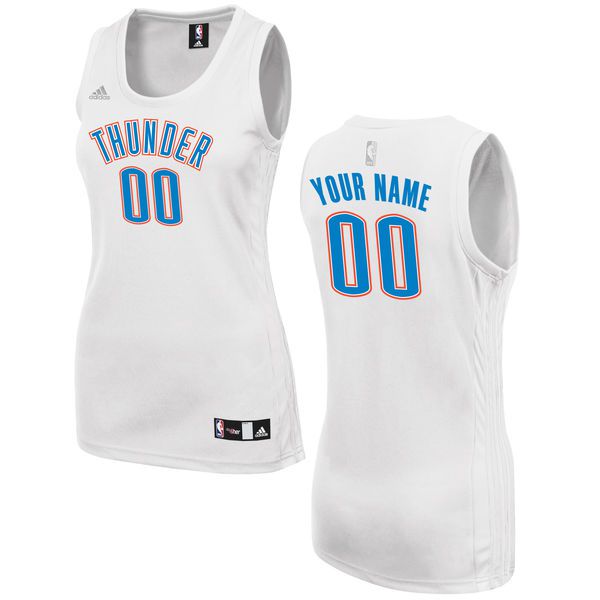 Women Oklahoma City Thunder Adidas White Custom Fashion NBA Jersey